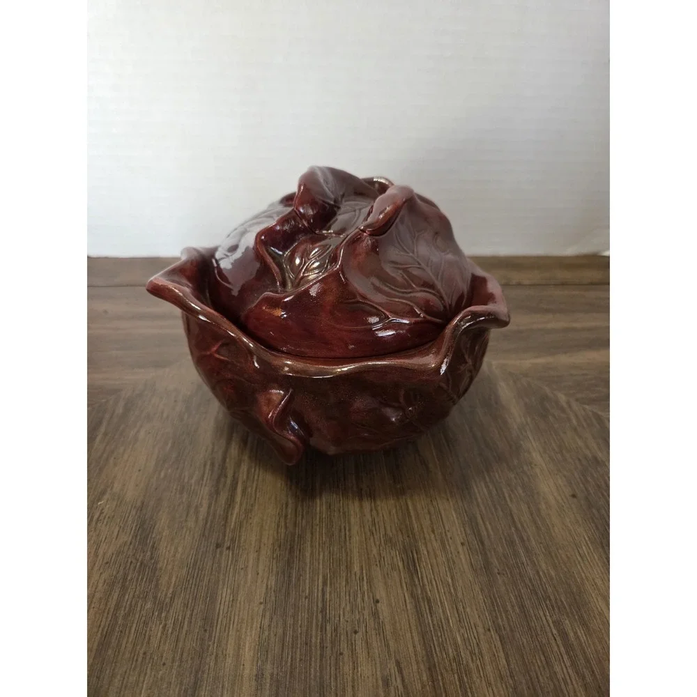 Purple Cabbage Dish, Holland Ceramic Vintage, Farmhouse Cottagecore MCM